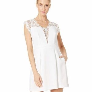 BCBGeneration Lace Inset Dress in Optic White
